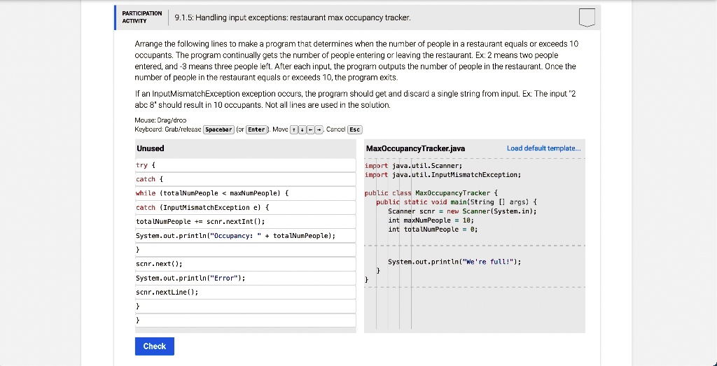 participation activity 915 handling input exceptions restaurant max