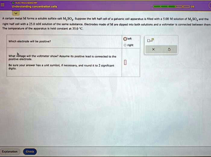 SOLVED Texts ALEKS Understanding concentration cells 3T A certain metal M forms a soluble