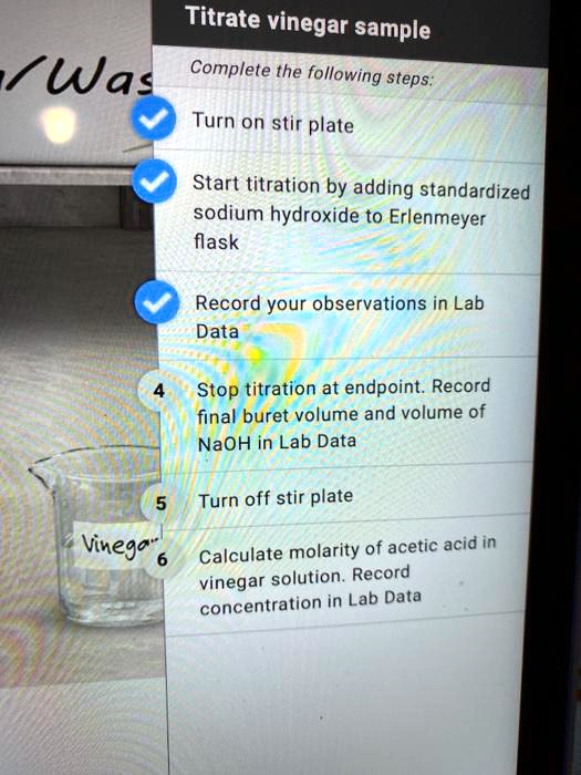 Titrate Vinegar Sample Was Complete The Following Steps Turn On Stir Plate Start Titration By