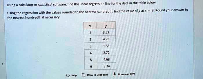 SOLVED: Using a calculator or statistical software, find the linear ...