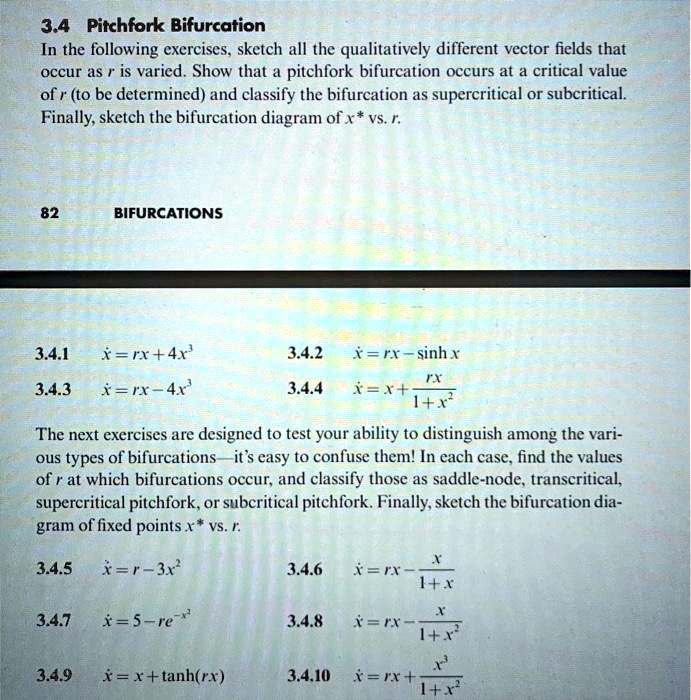 SOLVED 3.4 Pitchfork Bifurcation In the following exercises, sketch