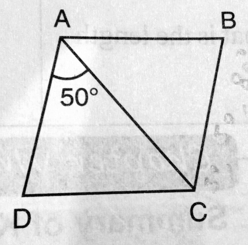 SOLVED: 'ABCD is a rhombus if angle BAC is equal to 50 degree find ...