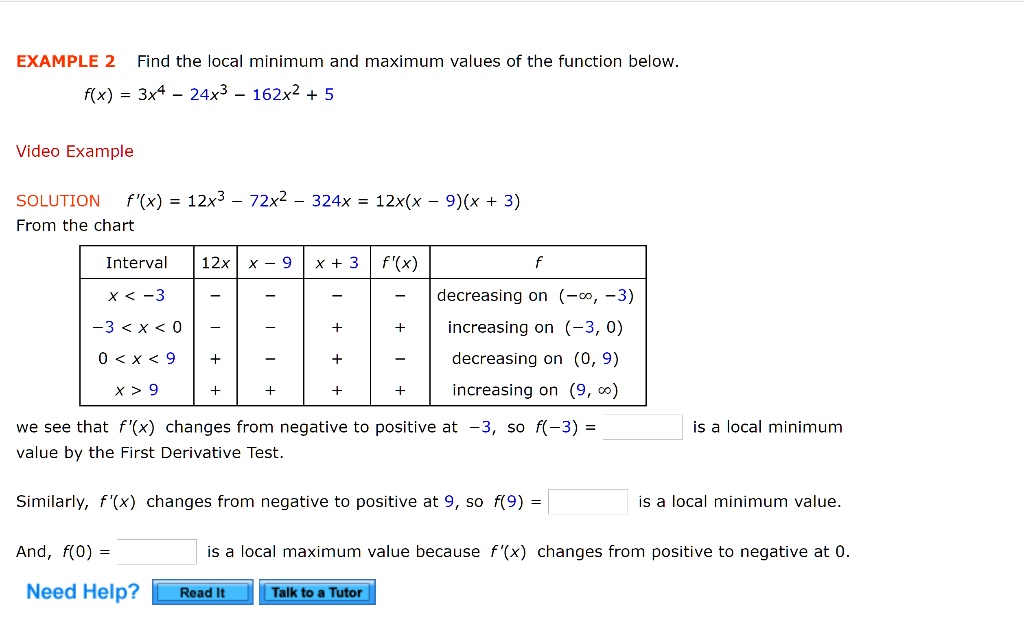 Local 3x Hd Video - SOLVED: EXAMPLE 2: Find the local minimum and maximum values of the  function below: f(x) = 3x^4 - 24x^3 + 162x^2 + 5 Video Example SOLUTION: f'( x) = 12x^3 - 72x^2 +