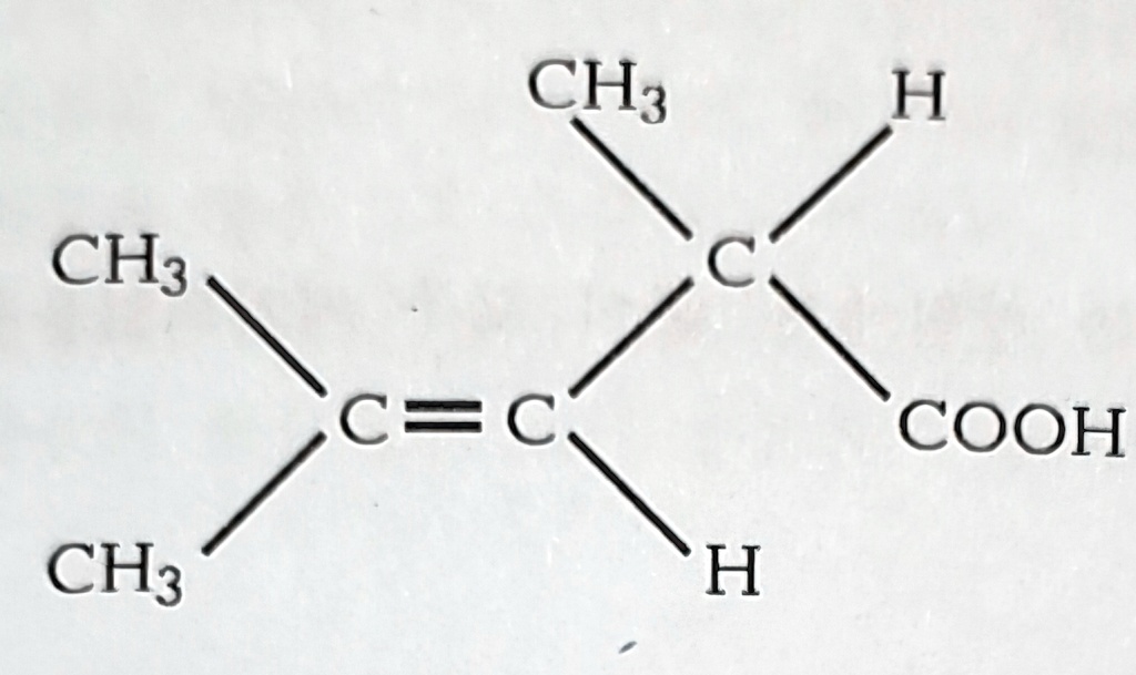 CH3 |3-C=C-C(CH3)(H)(COOH)|CH3