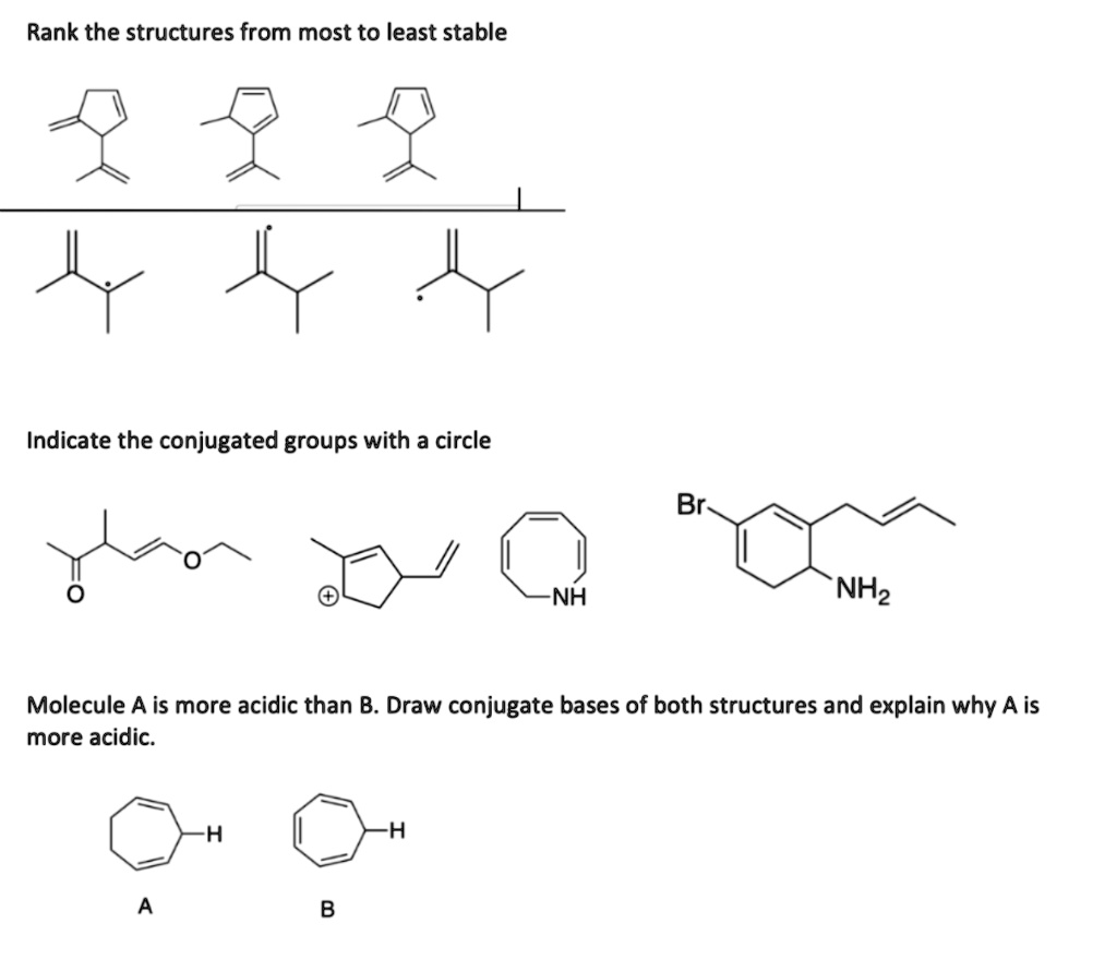 SOLVED: Rank the structures from most to least stable Indicate the ...