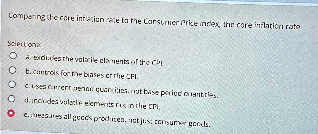 Core Inflation Includes SOLVED: Comparing the core inflation rate to the Consumer Price Index ...