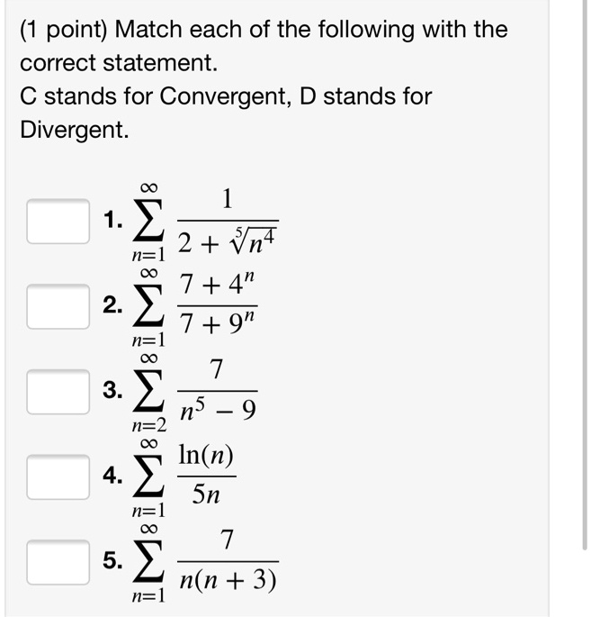 (1 point) Match each of the following with the correc… SolvedLib