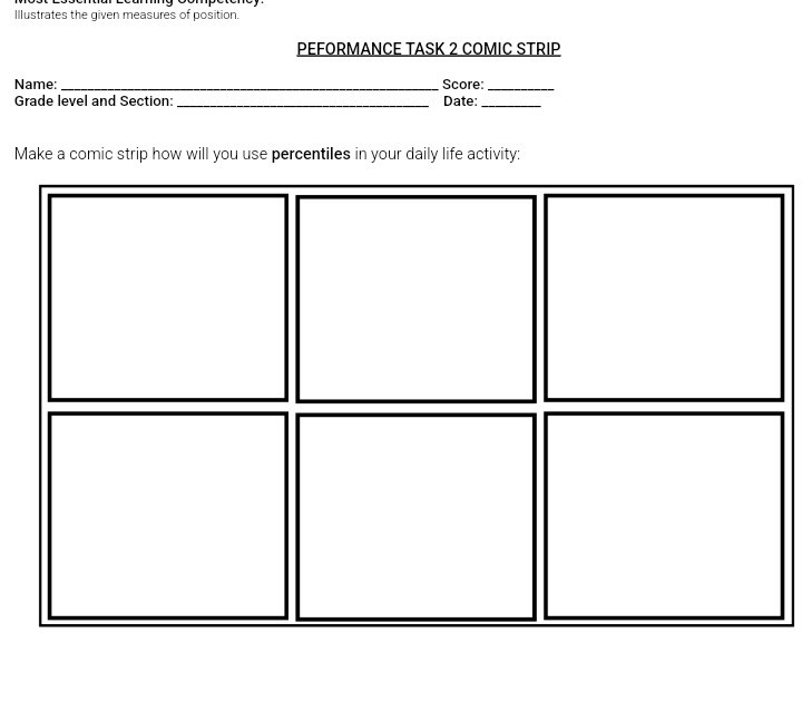 Illustrates the given measures of position. PEFORMANCE TASK 2 COMIC ...