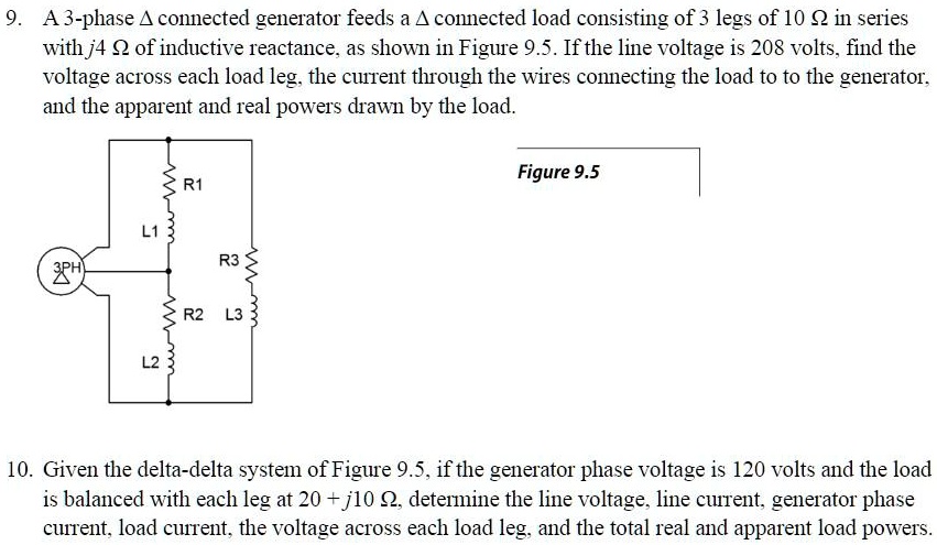 SOLVED: A 3-phase connected generator feeds a connected load consisting ...