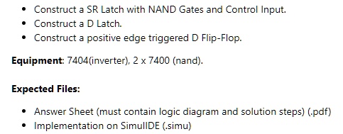 Texts: Construct a SR Latch with NAND Gates and Control Input Construct ...