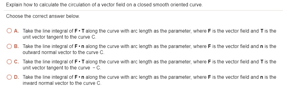 Explain how to calculate the circulation of a vector field on closed ...
