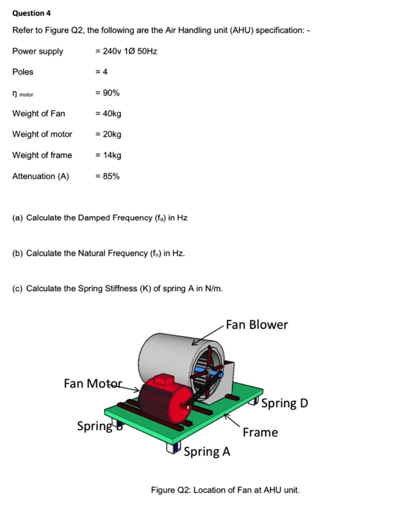 Texts Question 4 Refer to Figure Q2. The following is the Air Handling