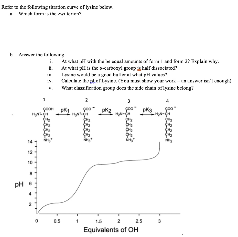 SOLVED Refer to the following titration curve of lysine below Which