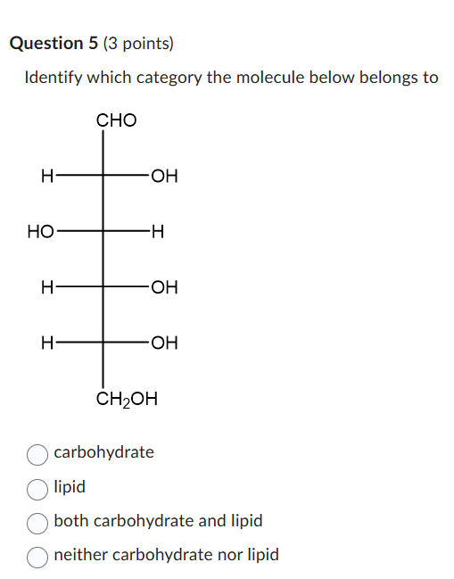 which of the following is not considered a carbohydrate 5 points