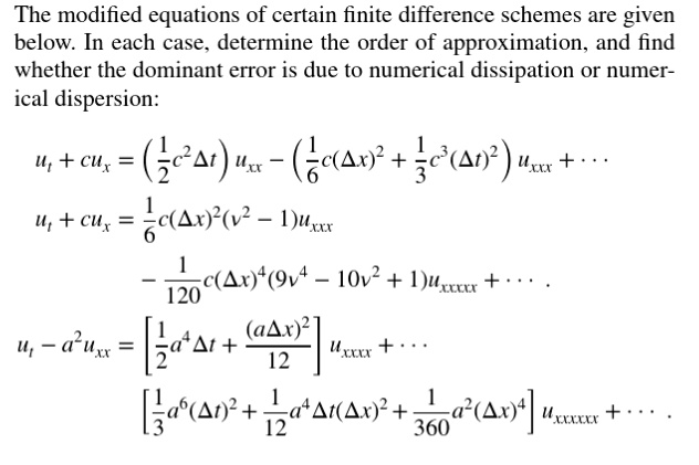 SOLVED: The modified equations of certain finite difference schemes are ...