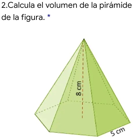 SOLVED: 2.Calcula el volumen de la piramide de la figura. 8 08 [ 5 cm