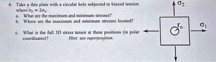 4. Take a thin plate with a circular hole subjected to biaxial tension ...