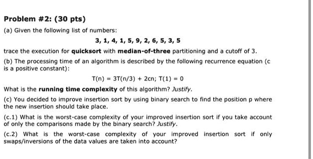 SOLVED: (a) Given the following list of numbers: 3, 1, 4, 1, 5, 9, 2, 6 ...