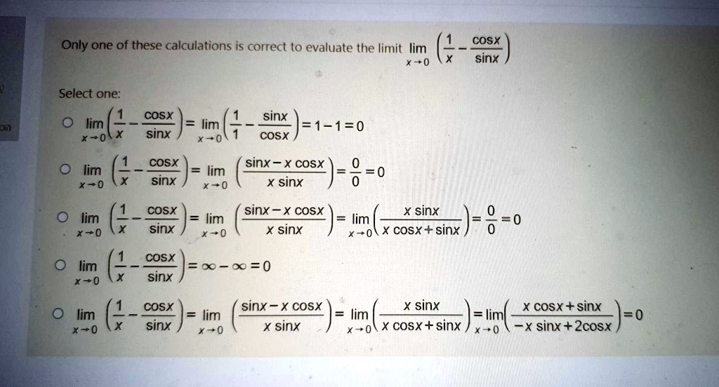 evaluate lim x → 0 1 cosx x 2 answer
