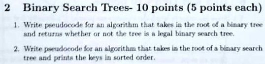 VIDEO solution: Binary Search Trees - 10 points (5 points each) 1 ...