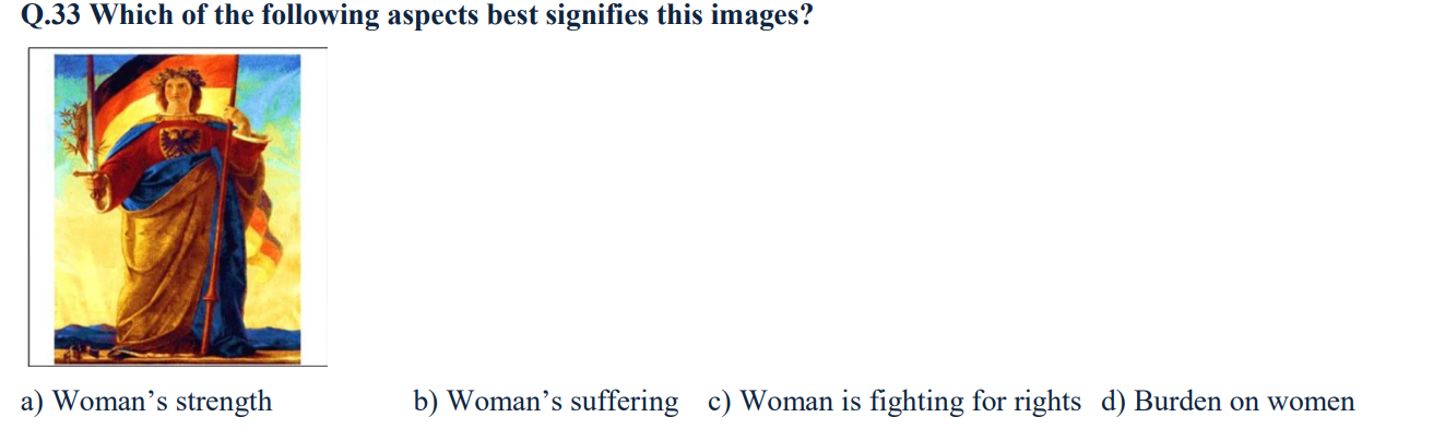 Q 33 Which Of The Following Aspects Best Signifies This Images A Womans ...