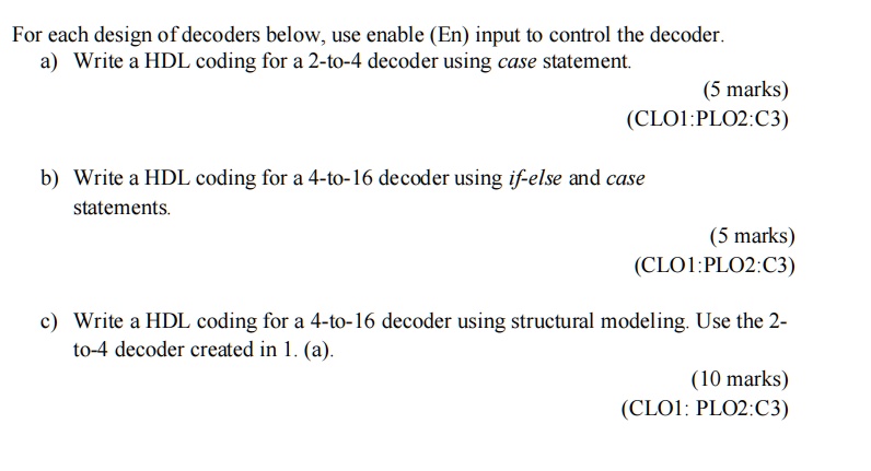 SOLVED: For each design of decoders below,use enable(En) input to ...