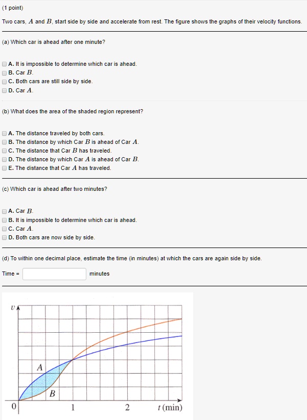 SOLVED: Two Cars, A And B, Start Side By Side And Accelerate From Rest ...