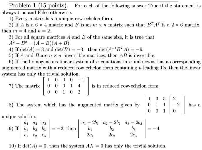 SOLVED Problem 1 15 points For each of the following answer