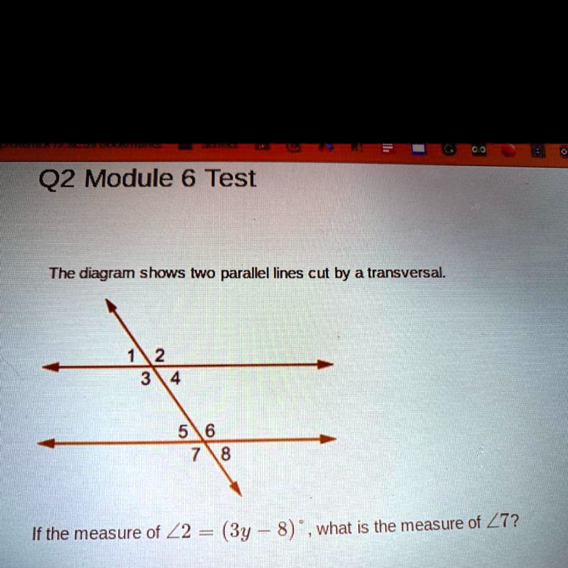 Solved The Diagram Shows Two Parallel Lines Cut By A Transversal Q2 Module 6 Test The Diagram 9553