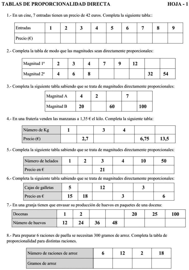 Solved Necesito Que Me Ayuden Es Para Hoy Tablas De Proporcionalidad Directa Hoja En Un