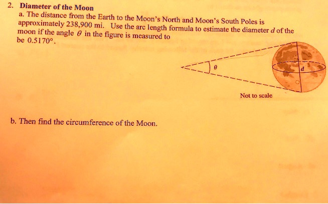 SOLVED: Diameter of the Moon The distance from the Earth to the Moon ...