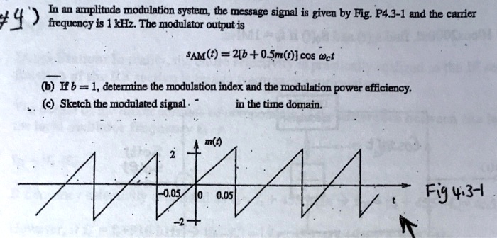 Solved In An Amplitude Modulation System The Message Signal Is Given By Figp43 1 And The 4524