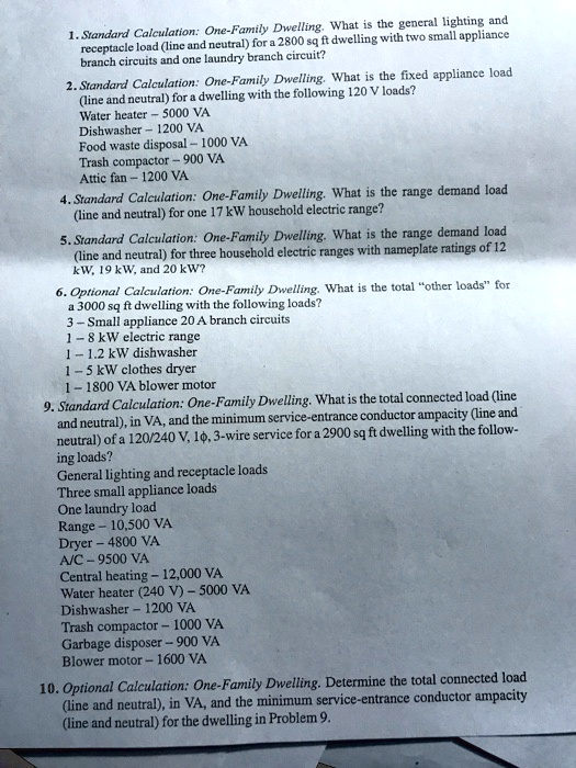 Standard Calculation OneFamily Dwelling. What is the general lighting