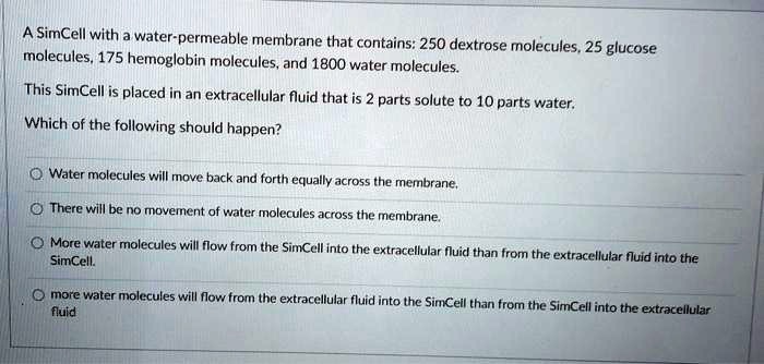 a simcell with water permeable membrane that contains 250 dextrose ...