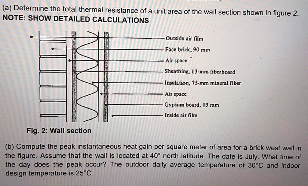 (a) Determine the total thermal resistance of a unit area of the wall ...