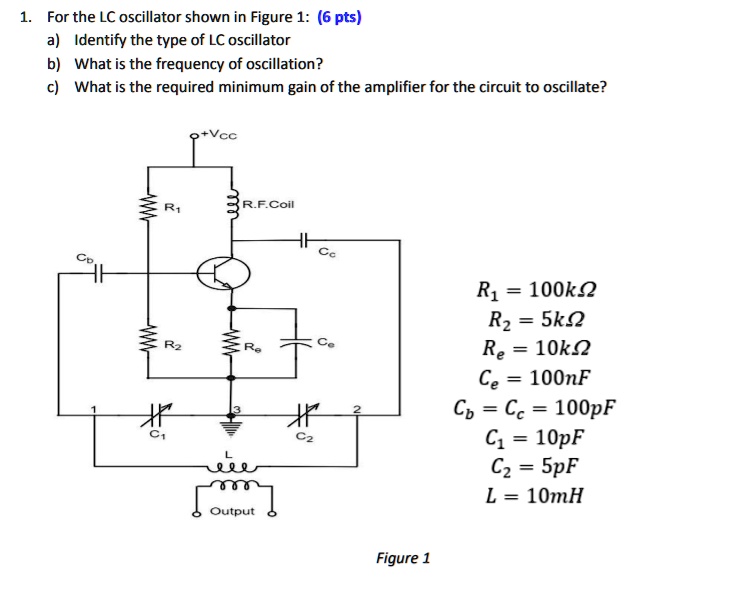 SOLVED For the LC oscillator shown in Figure 1 (6 pts) Identify the