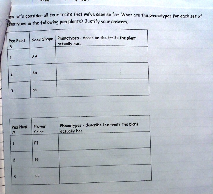 SOLVED ow lets consider all four traits that we've seen so far What