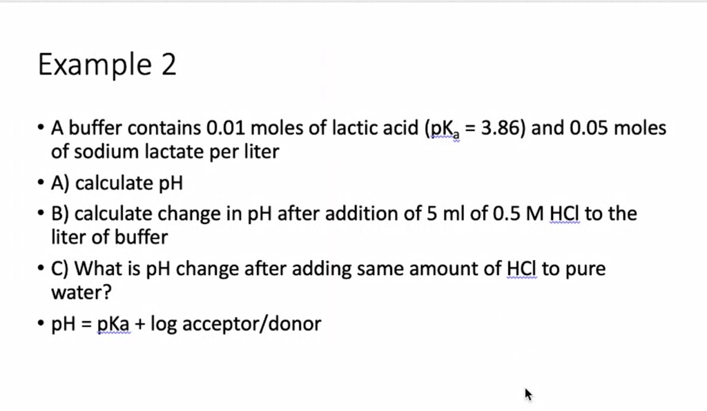 Solved A Buffer Contains 0 01 Moles Of Lactic Acid Pka 3 86 And 0 05 Moles Of Sodium