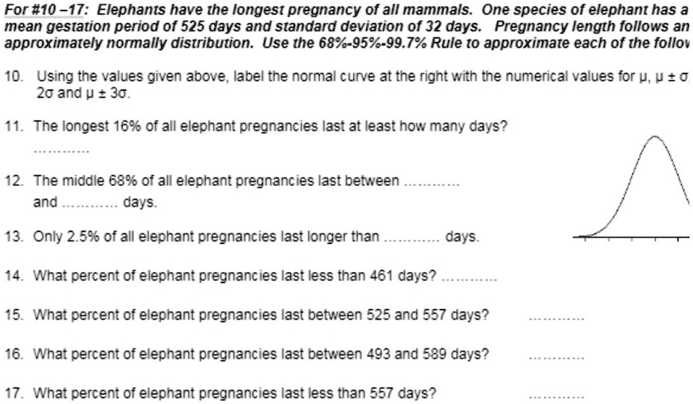 SOLVED: For #10-17: Elephants have the longest pregnancy of all mammals