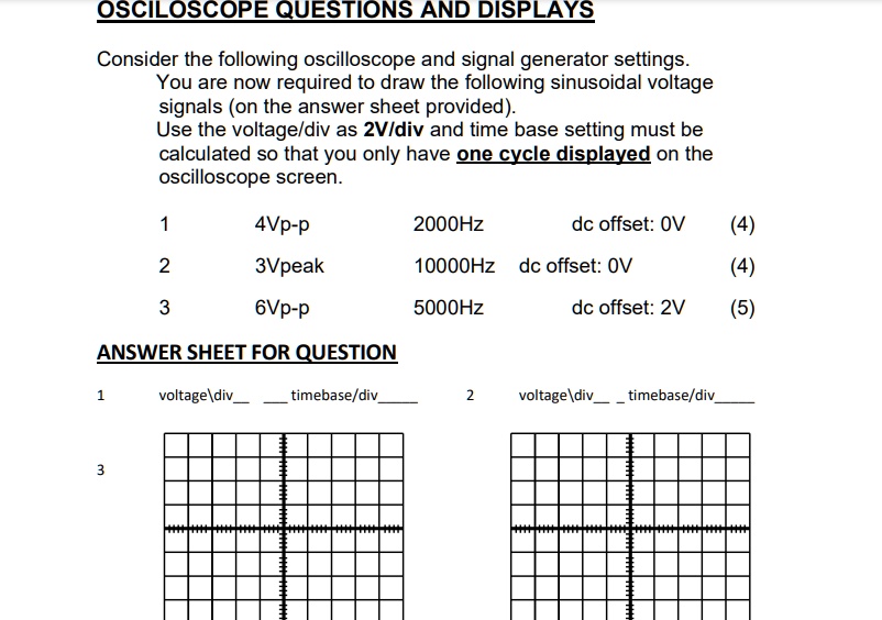 SOLVED Texts OSCILLOSCOPE QUESTIONS AND DISPLAYS Consider the