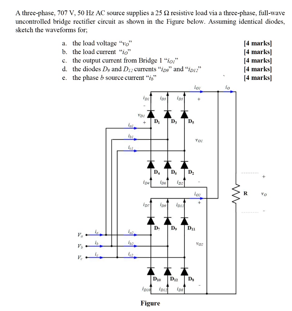 SOLVED A threephase, 707 V, 50 Hz AC source supplies a 25 Î