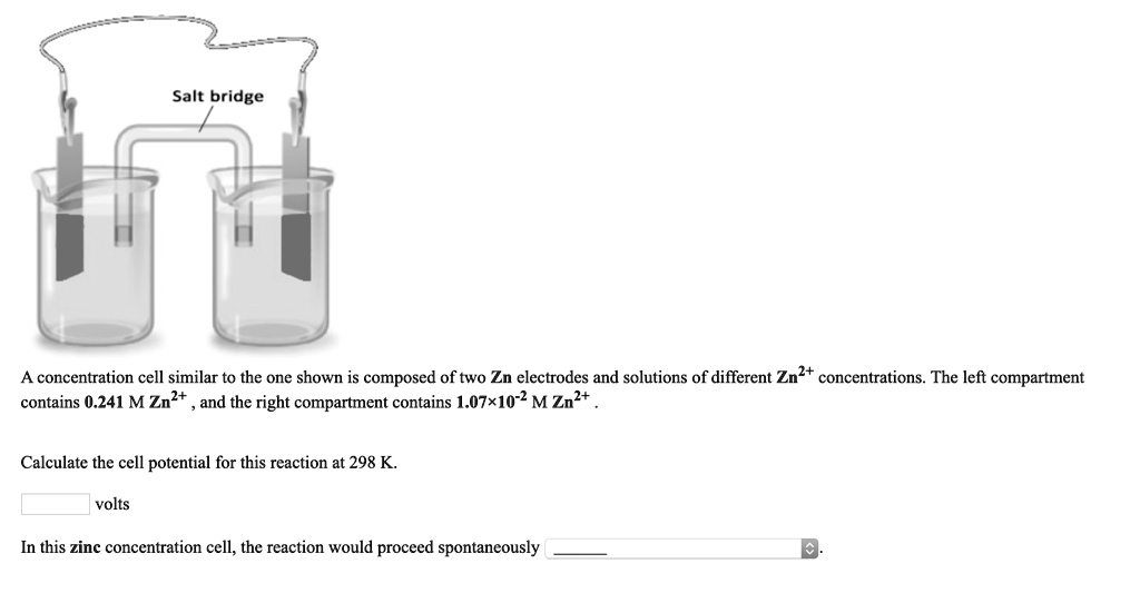 SOLVED: Salt bridge A concentration cell similar to the one shown is ...