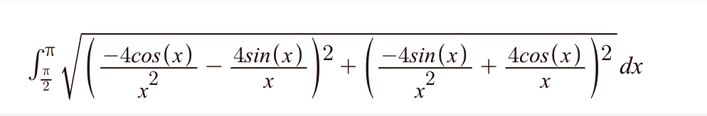 intpi 2pi sqrt 4cosxx2 4sinxx2 4sinxx24cosxx2dx 4cosx4sinx 2 x x 4sinx 2 x 4cosx t lx x 61241