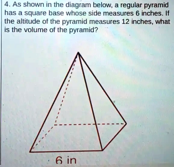 SOLVED: As shown in the diagram below, a regular pyramid has a square ...