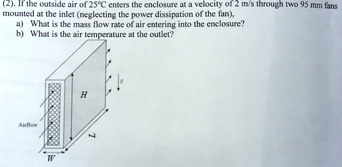 (2). If the outside air of 25°C enters the enclosure at a velocity of 2 ...