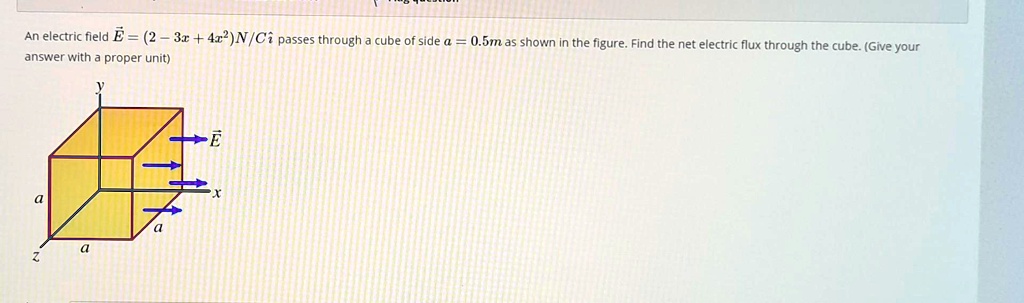 Solved An Electric Field E 2 N C Passes Through A Cube Of Side 0 5 Solved An Electric Field E 2 N C Passes Through A Cube Of Side 0 5