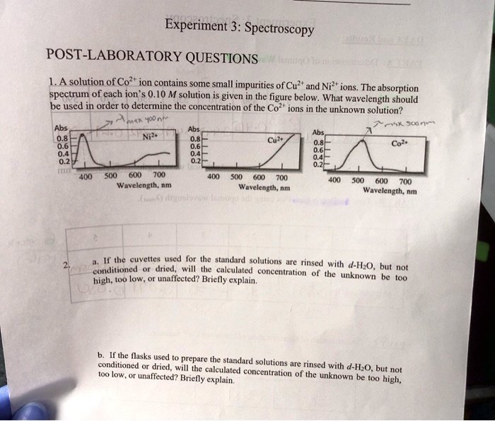 experiment 3 spectroscopy post laboratory questions a solution of co ...