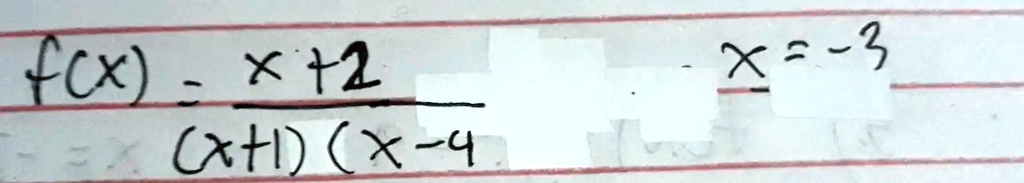 f(x) = (x+2)/((x+1)(x-4))
