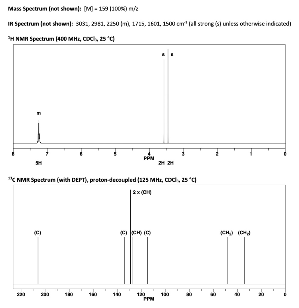 Mass Spectrum (not shown): [M] = 159 (100%) m/z IR Spectrum (not shown ...