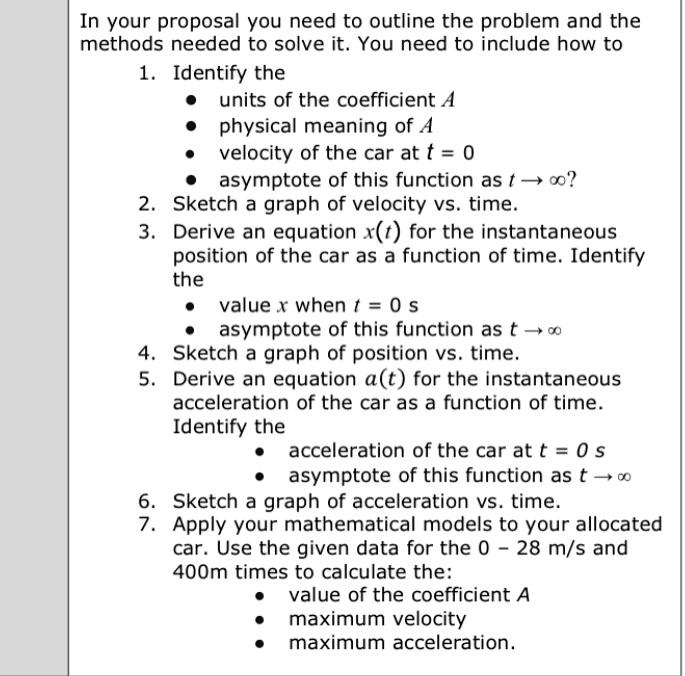 In your proposal you need to outline the problem and the methods needed ...